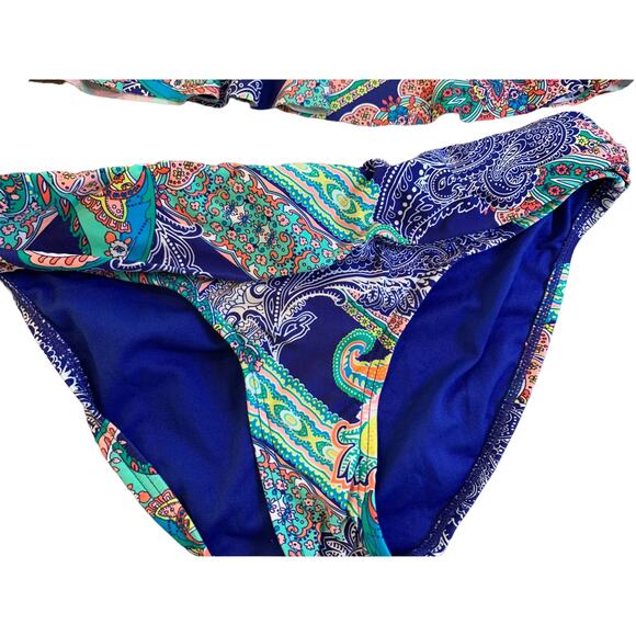 Kenneth Cole 2 piece paisley ruffle tankini S/M - Picture 3 of 8
